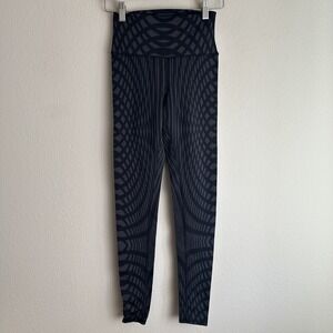 Alo Yoga High Waist Seamless Leggings Womens XS Black Gray Geometric Pattern Gym